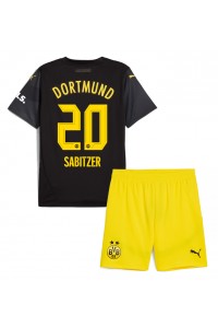 Borussia Dortmund Marcel Sabitzer #20 Jalkapallovaatteet Lasten Vieraspeliasu 2024-25 Lyhythihainen (+ Lyhyet housut)